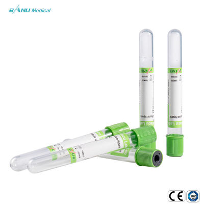 Tubos descartáveis PSGT 13*100mm da coleção do sangue do vácuo do gel da heparina do sódio/lítio