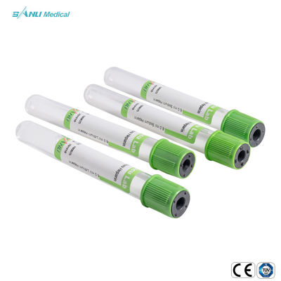 Parte superior verde 13*100 dos tubos descartáveis da coleção do sangue do plasma da heparina do sódio