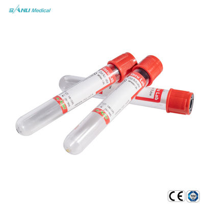 Tubo de análise de sangue vermelho 13*75/13*100*16*100 do vácuo do ativador estéril descartável do coágulo