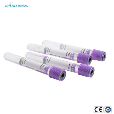 Tubo roxo do EDTA do tubo plástico médico K2 K3 da coleção do sangue