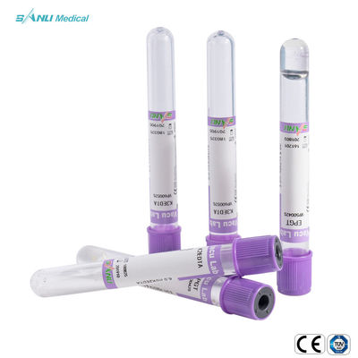 Tubo roxo do EDTA do tubo plástico médico K2 K3 da coleção do sangue