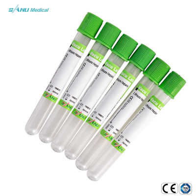 Tubo de vidro descartável do verde da heparina 2ml do lítio para a tração do sangue