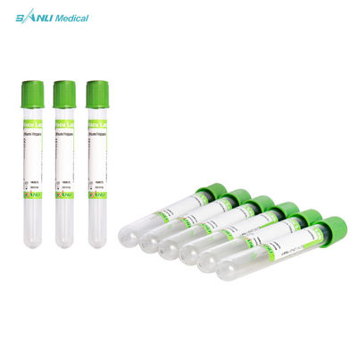 Tubo de vidro descartável de lítio e heparina verde para coleta de sangue