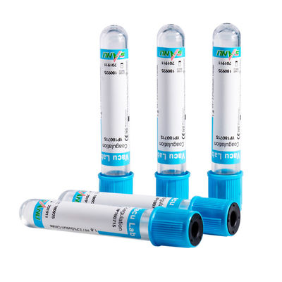 Tubos de teste de coagulação de vidro com topo azul CE ISO com 3,2% de aditivo de citrato de sódio