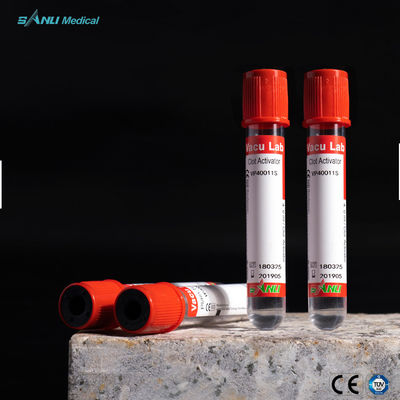 Os tubos de vidro superiores vermelhos da coleção do sangue 3ml limpam o tubo do ativador do coágulo