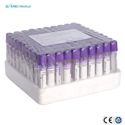 Parte superior plástica da alfazema dos tubos da coleção do sangue do EDTA K2 para a determinação da hematologia do sangue