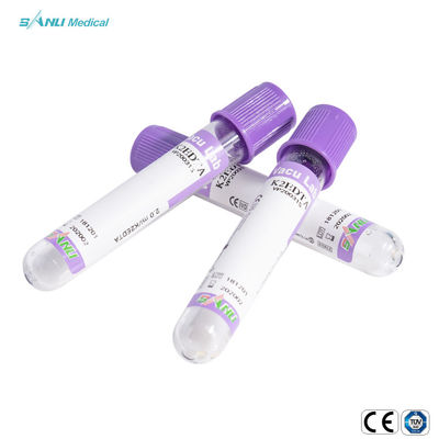 tubos de vidro do EDTA do tampão K2 da alfazema dos tubos da coleção do sangue 4ml