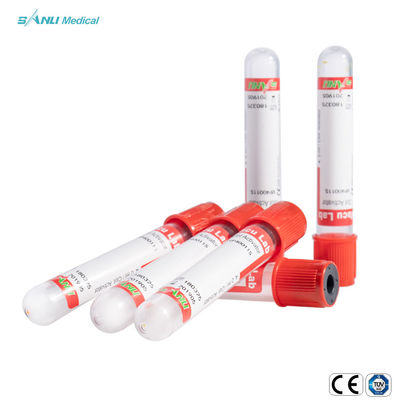 Ce vermelho estéril do tubo de análise de sangue do vácuo de 13x100mm IVD aprovado com ativador do coágulo