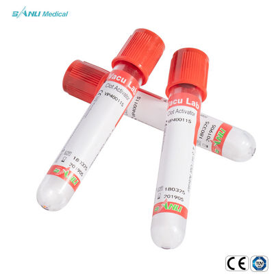 Ce vermelho estéril do tubo de análise de sangue do vácuo de 13x100mm IVD aprovado com ativador do coágulo
