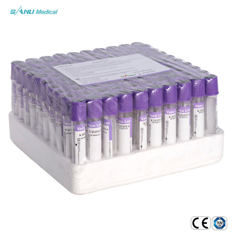 Do tubo descartável 2ml 3ml 4ml 5ml da coleção do sangue do soro do ISO do CE tubo roxo do EDTA K2 K3